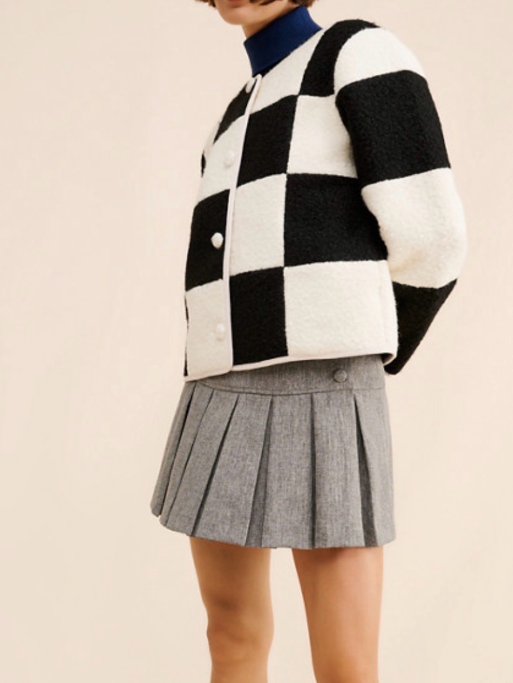 English factory Shearling Checkerboard Jacket (retail $210) size small